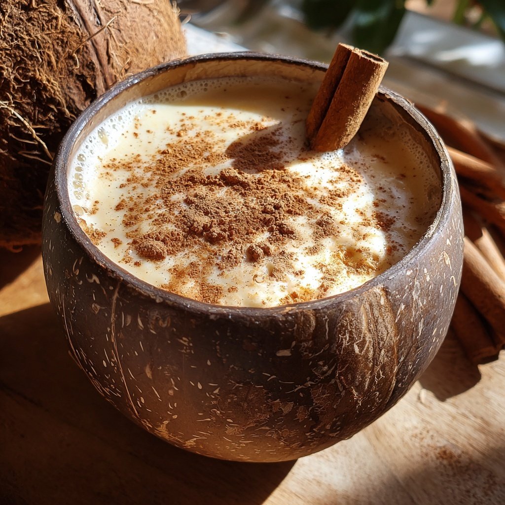 Coquito ponche coco huevo ron especiado