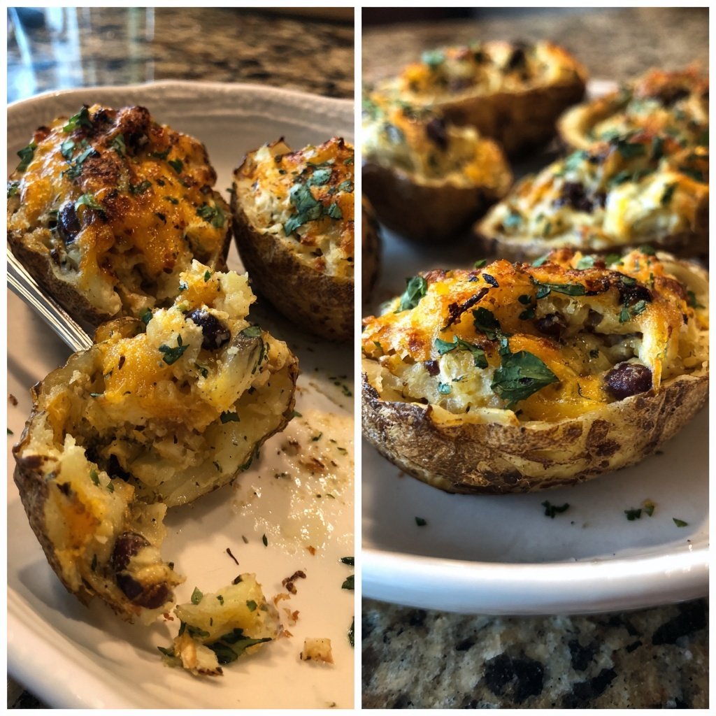 Mitades de batata rellenas