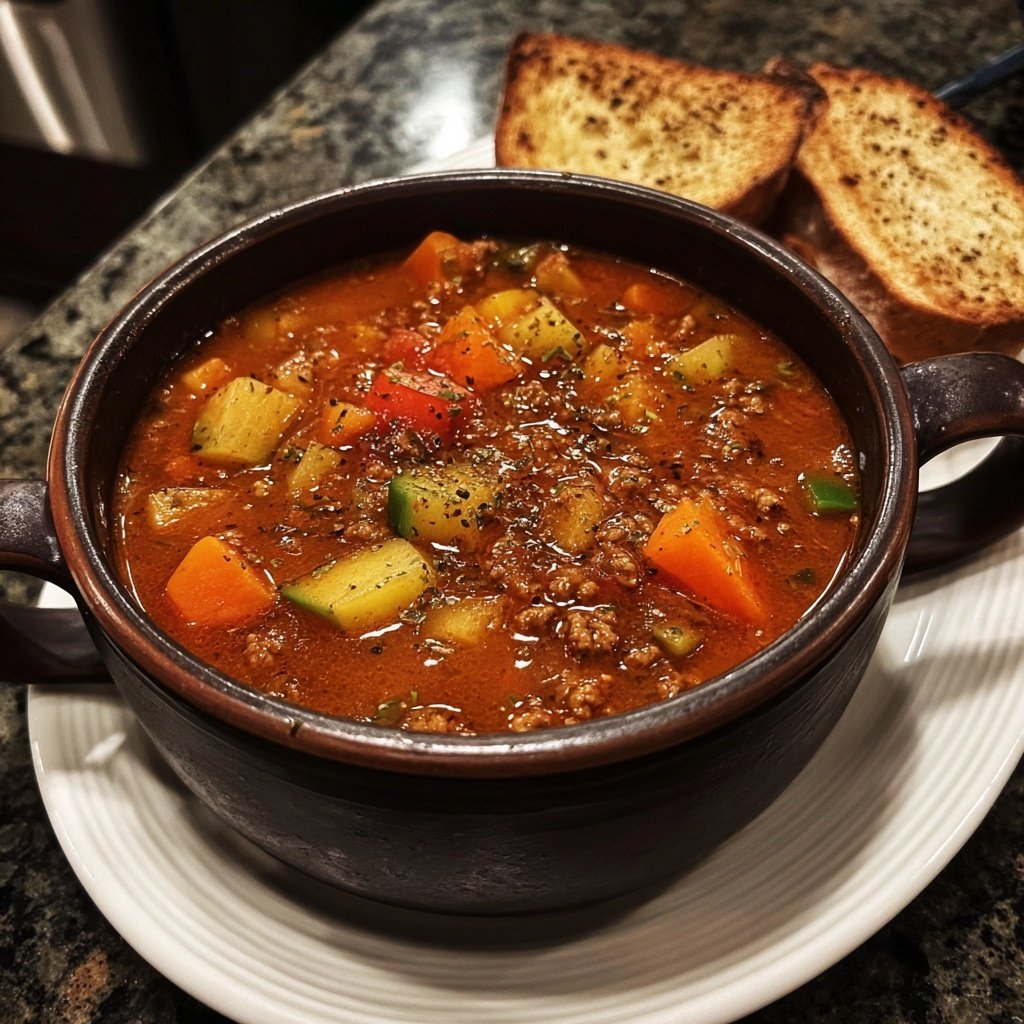 Sopa tortuga falsa carne molida