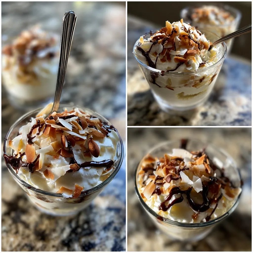Copas de yogur congelado estilo Almond Joy