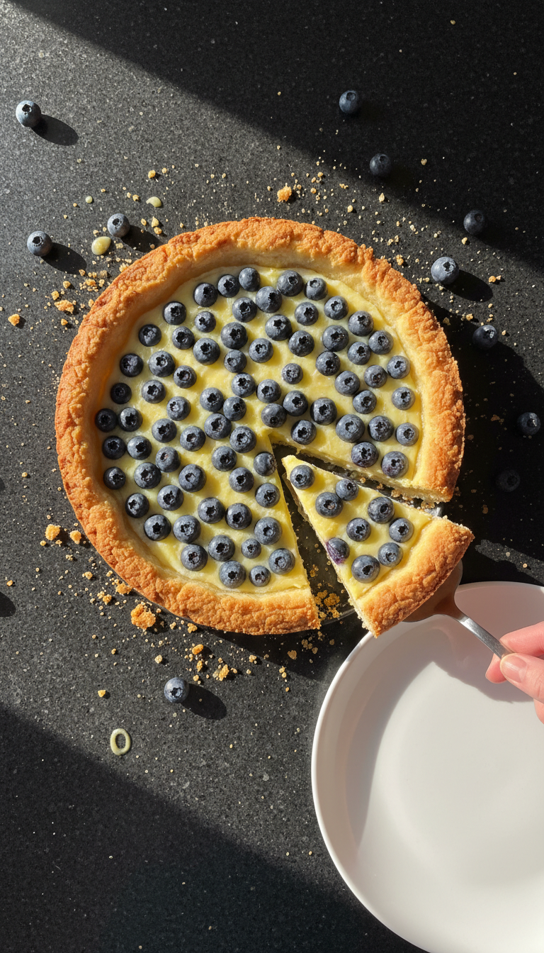 Tarta ácida limón arándanos