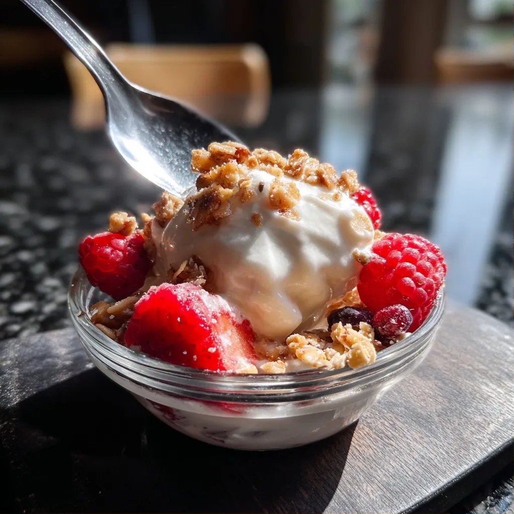 Yogur congelado con granola