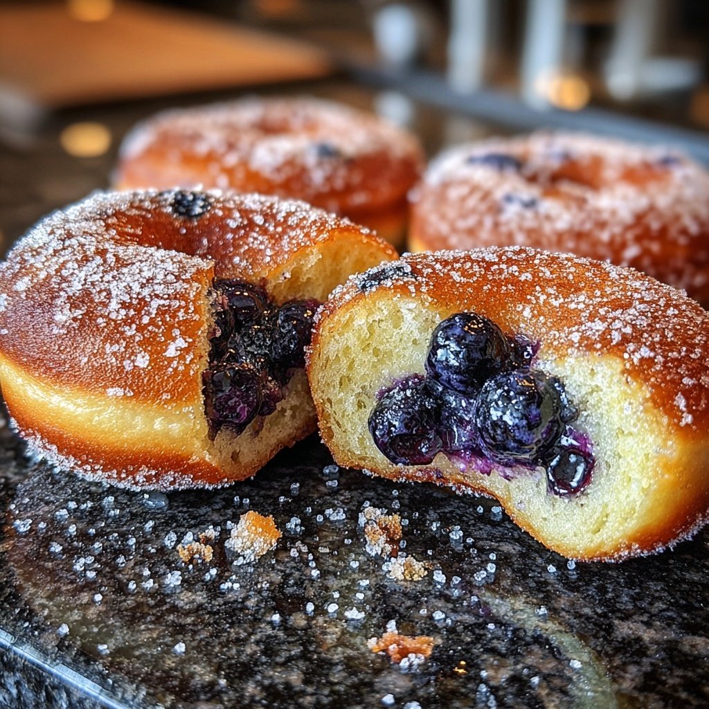 Donas horneadas de masa madre con arándanos