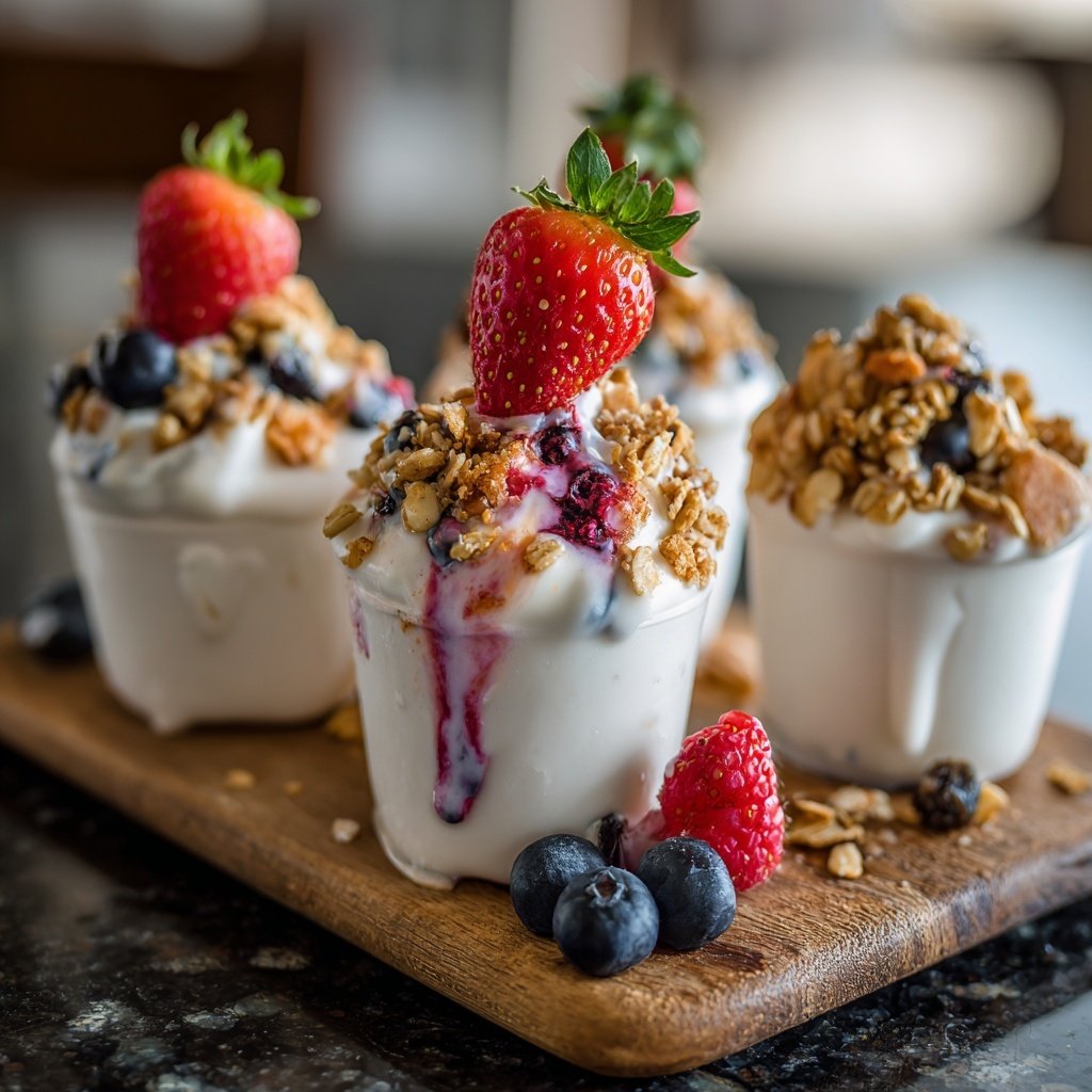 Copas de yogur congelado estilo helado