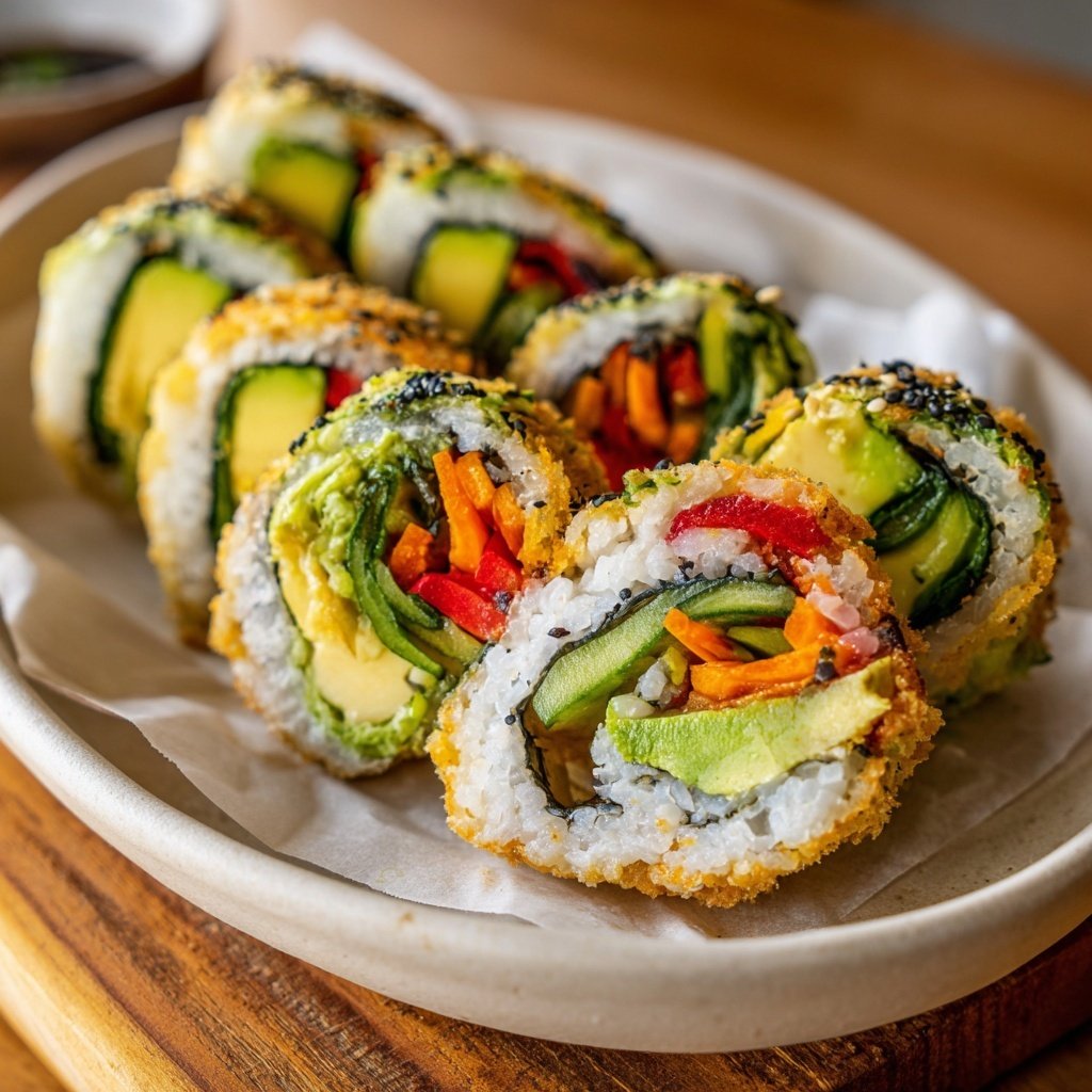 Rollitos crujientes de sushi vegetariano