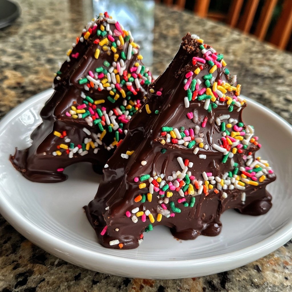 Receta de árboles de chocolate navideños