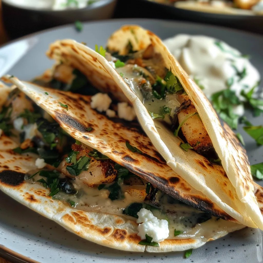 Quesadillas de espinacas y feta