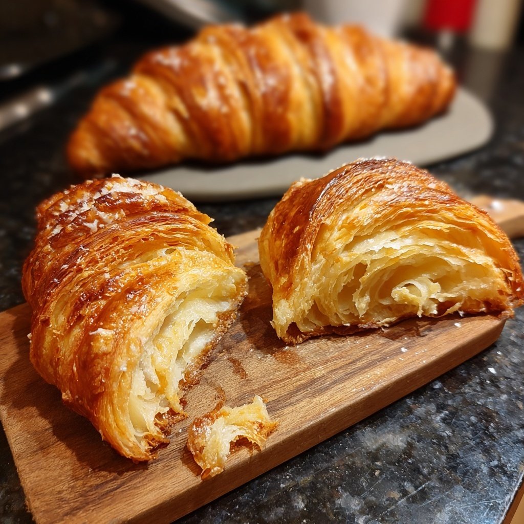 Croissant dorado con torsión de masa madre