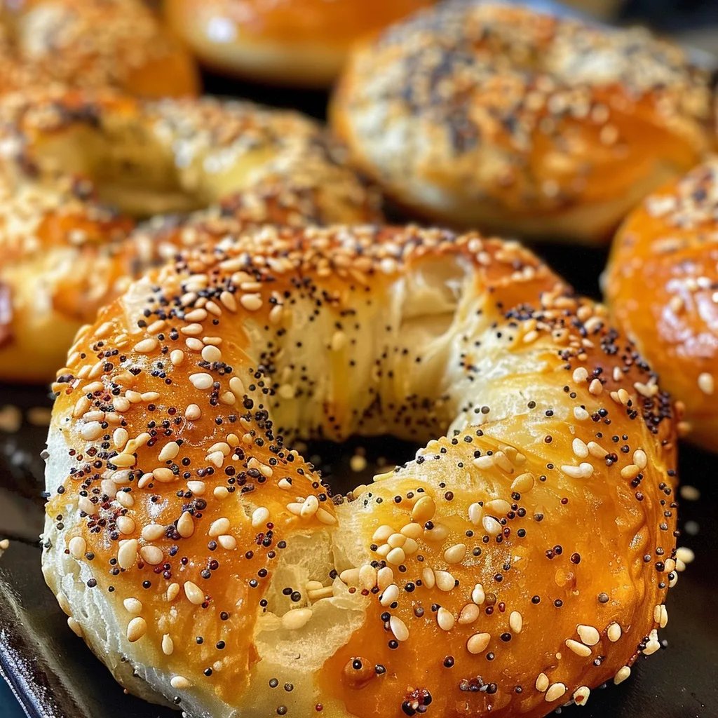 Bagels esponjosos y saludables con yogur griego
