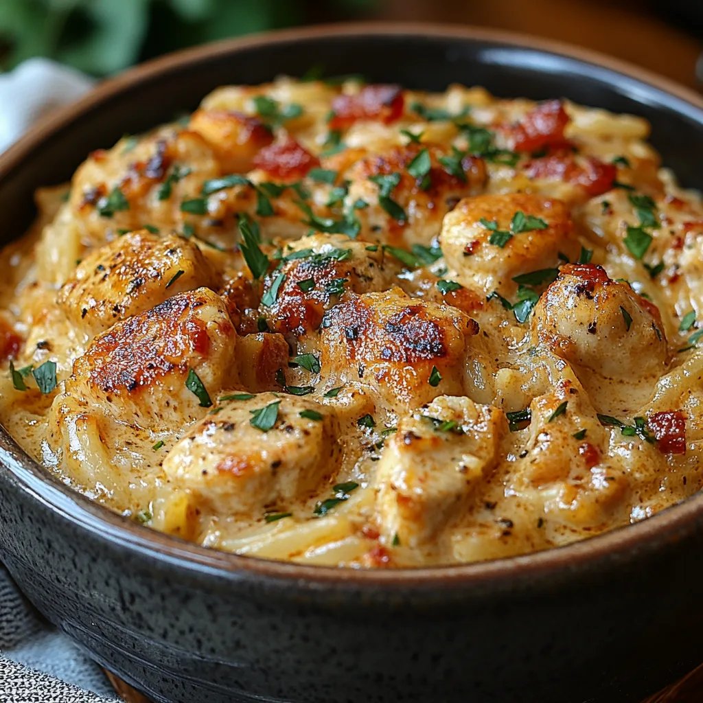 Orzo Cremoso con Pollo Toscano en Olla de Cocción Lenta: Una Increíble Receta Última