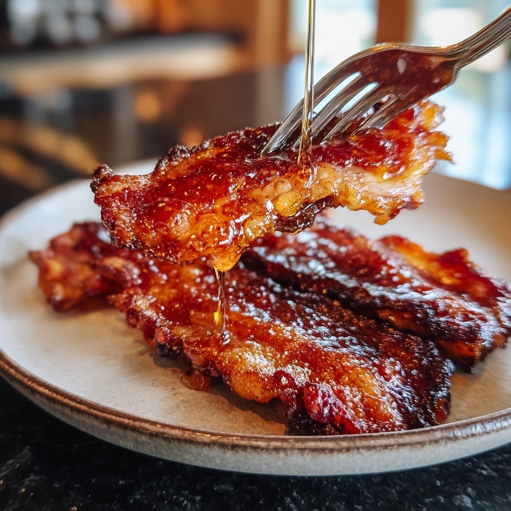 Coles bruselas tocino glaseado maple