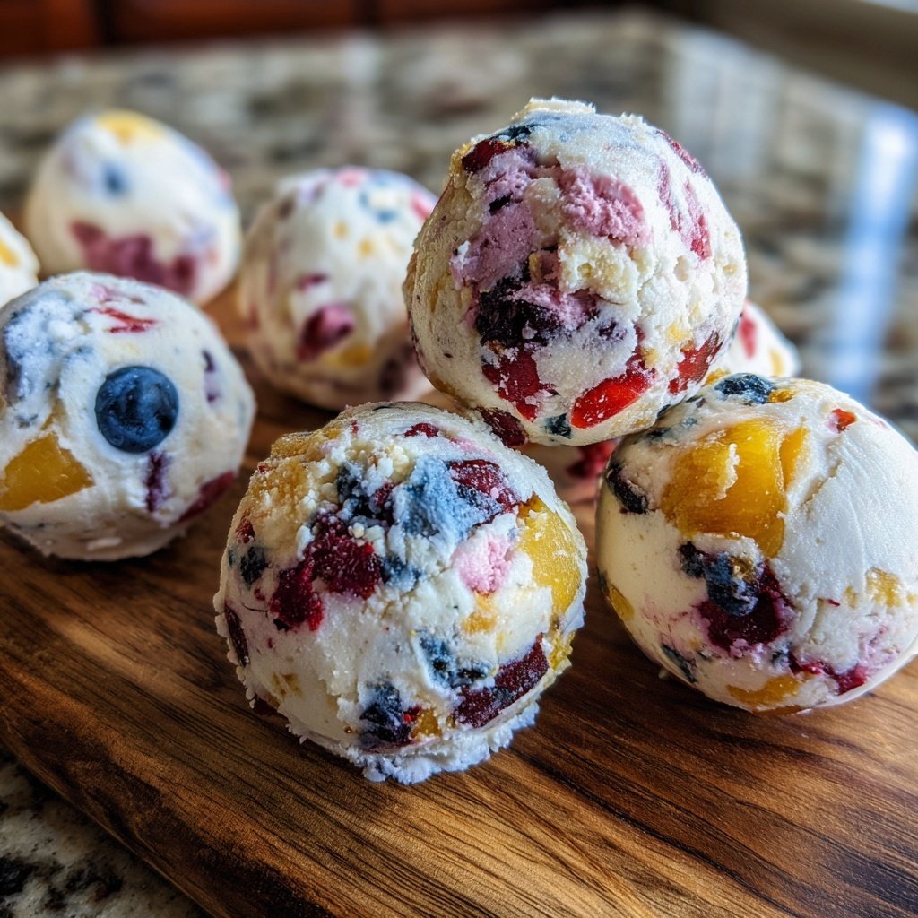 Bombas de frutas de yogur congelado