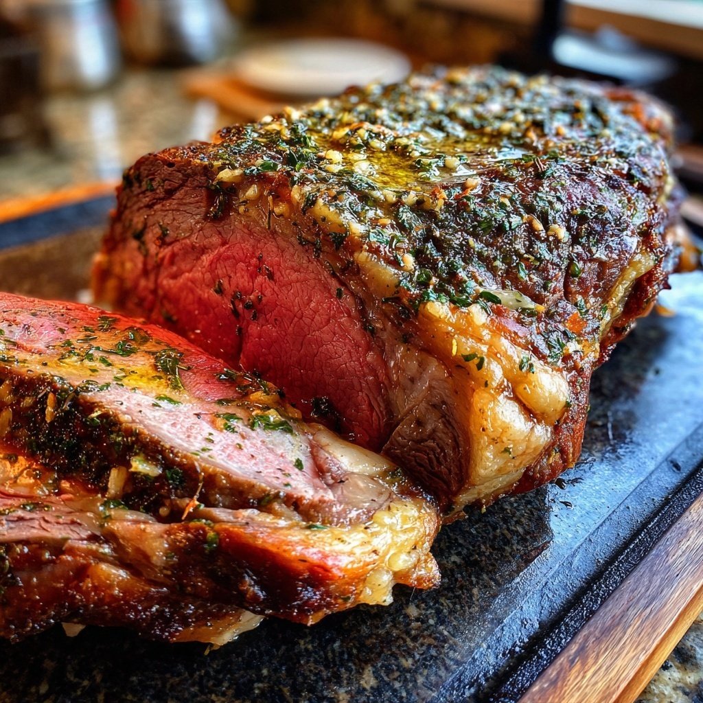 Prime rib costra hierbas ajo