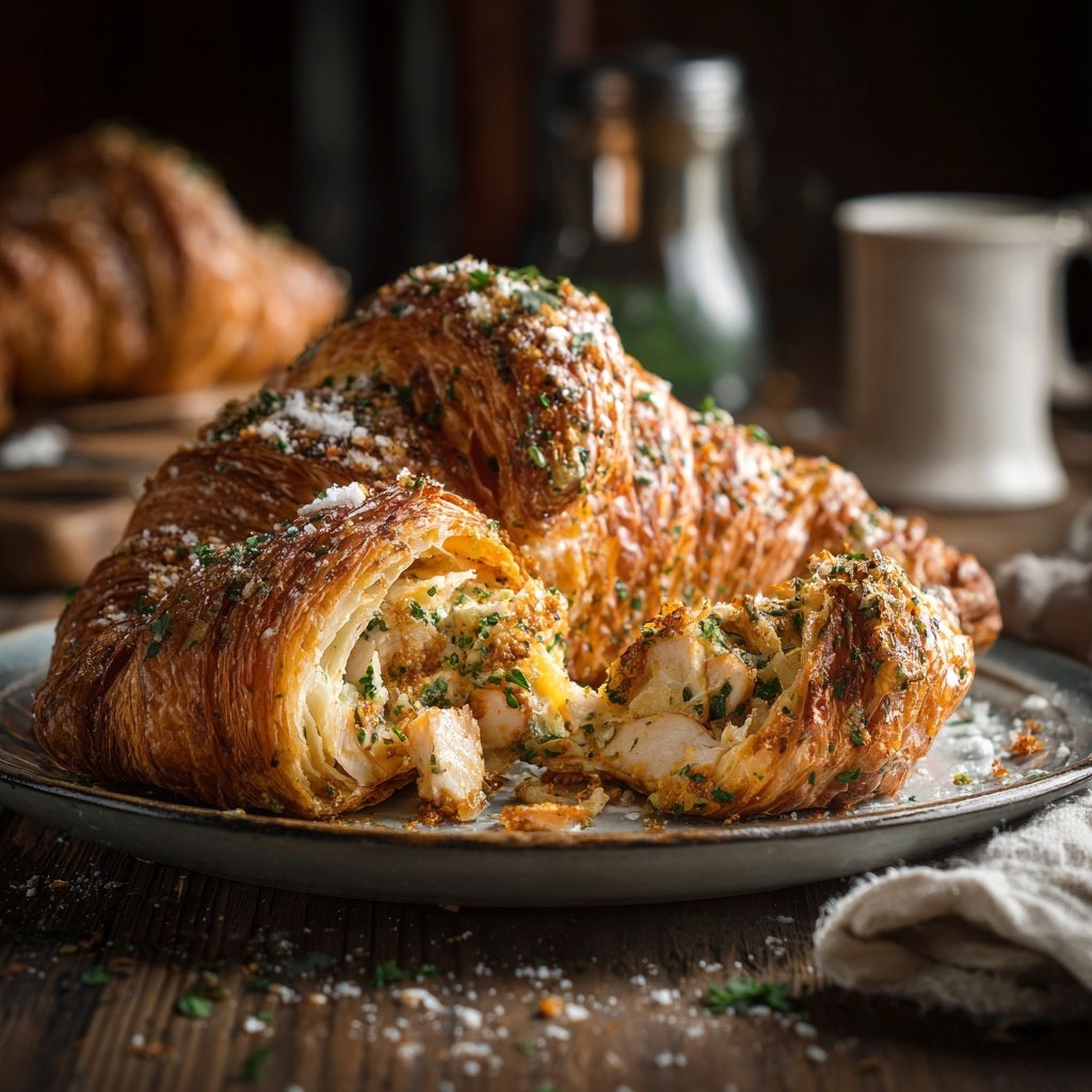 Tazón de croissant pollo limón hierbas