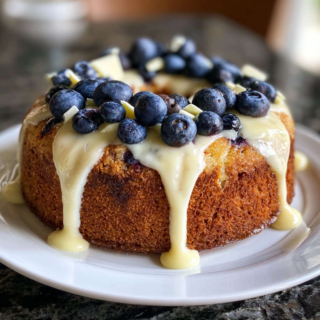 Tarta de arándanos y chocolate blanco