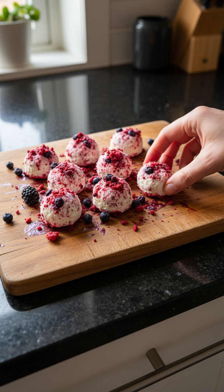 Bocaditos de yogur congelado con bayas