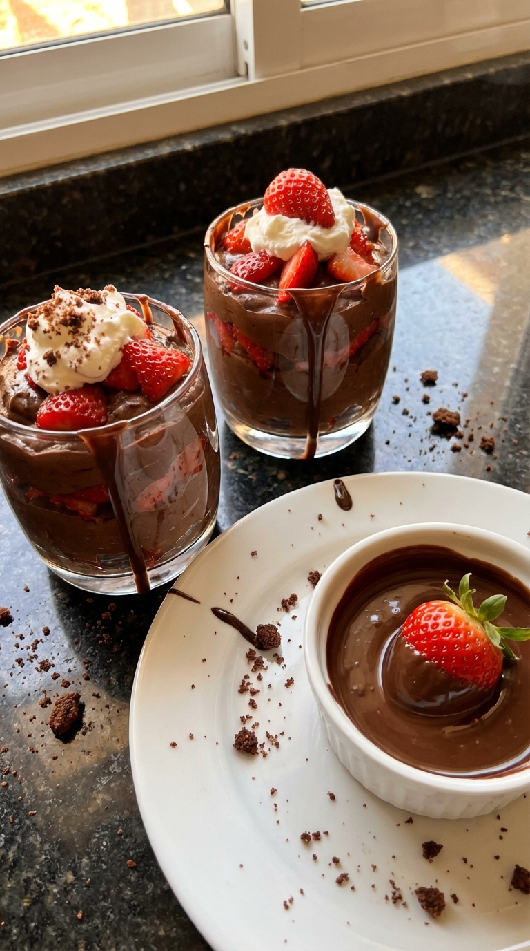 Copas fusión de chocolate con fresa