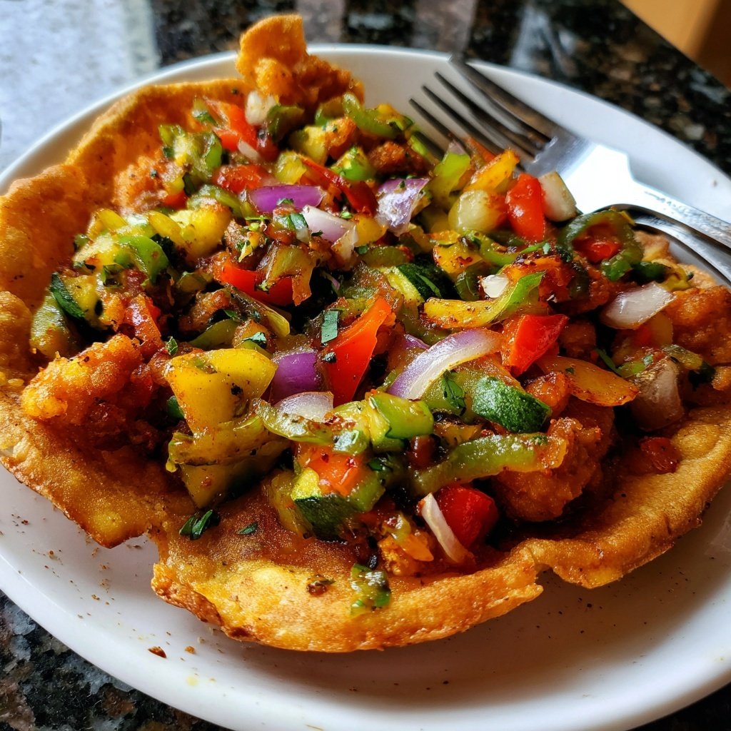 Tostadas crujientes con verduras guisadas