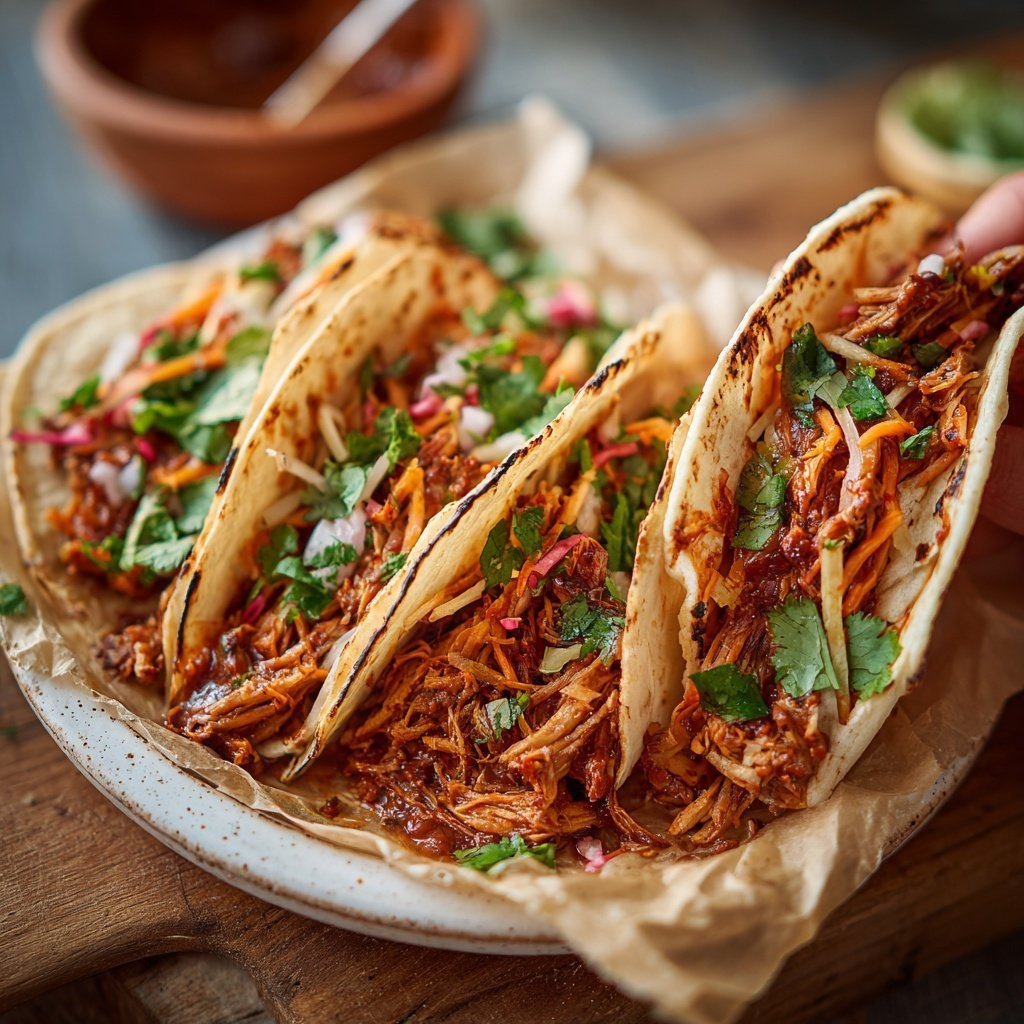 Tacos veganos de jackfruit BBQ