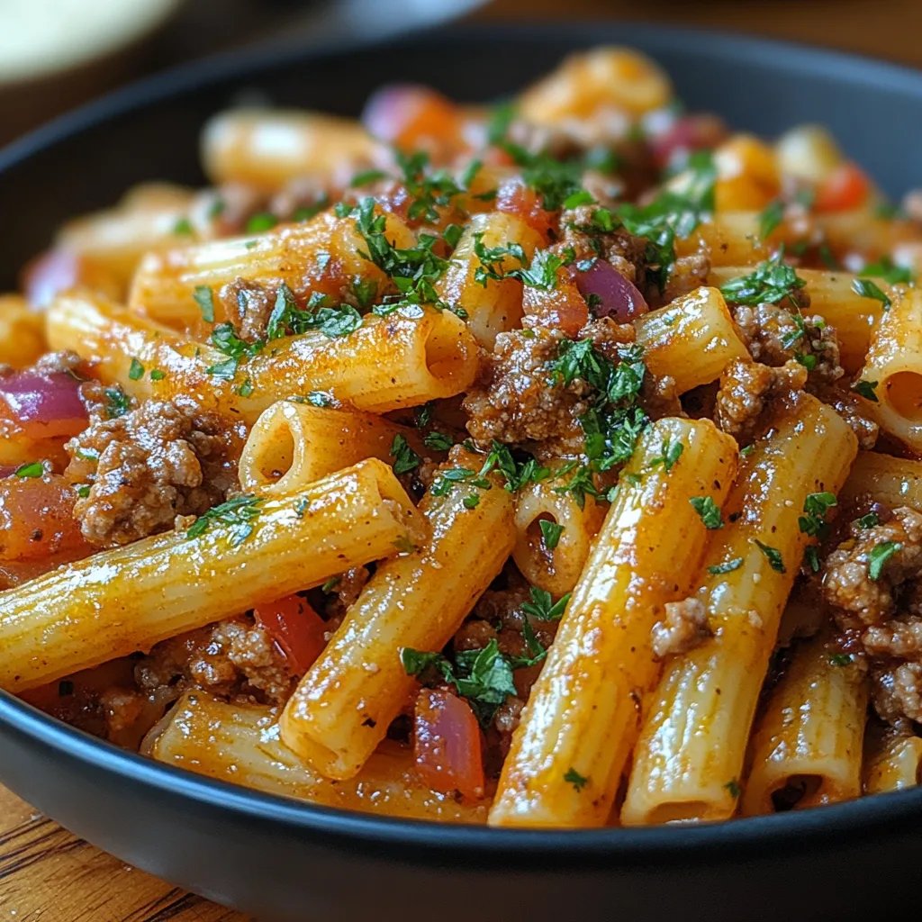 Penne Picante con Carne Molida y Mantequilla de Ajo: Una Increíble Receta Última