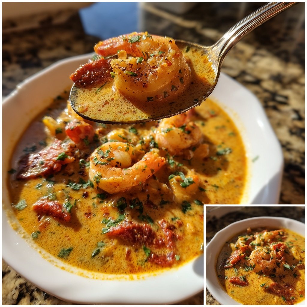 Chowder camarones chorizo cremoso